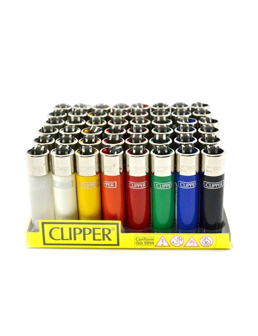 Clipper - Clásico grande - Cubo de hielo - Encendedor recargable CP11 -  Diseño de color sólido - Encendedor de butano, 48 unidades, color sólido 