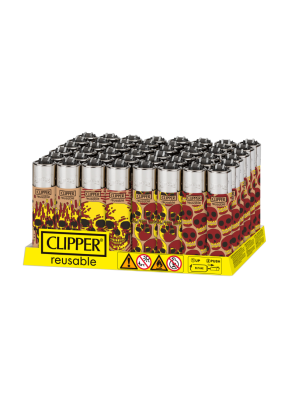 Encendedor Clipper Cp11 Skulls Fire Beige