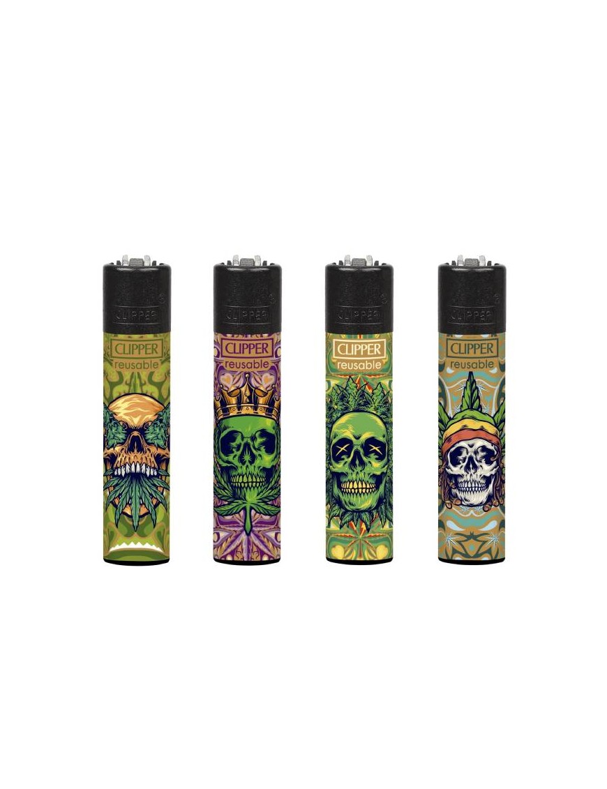 Encendedor Clipper Weed Skulls