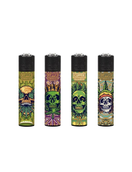 Encendedor Clipper Weed Skulls