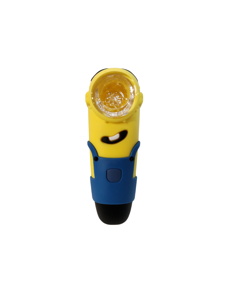 Pipa Cristal y Silicona Minion Blue 11 cm