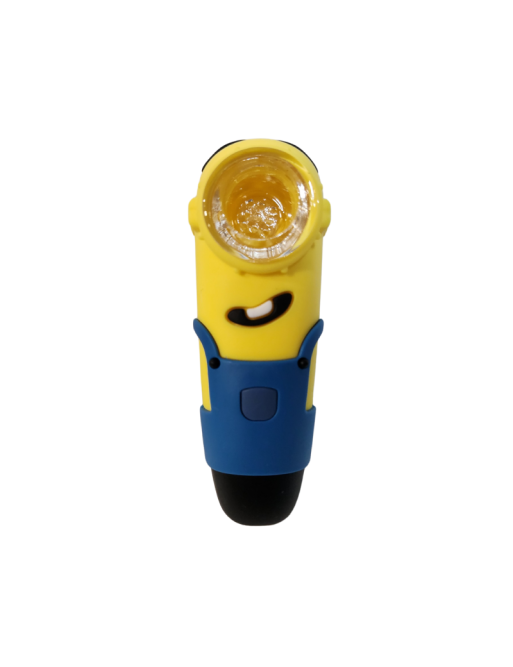Pipa Cristal y Silicona Minion Blue 11 cm