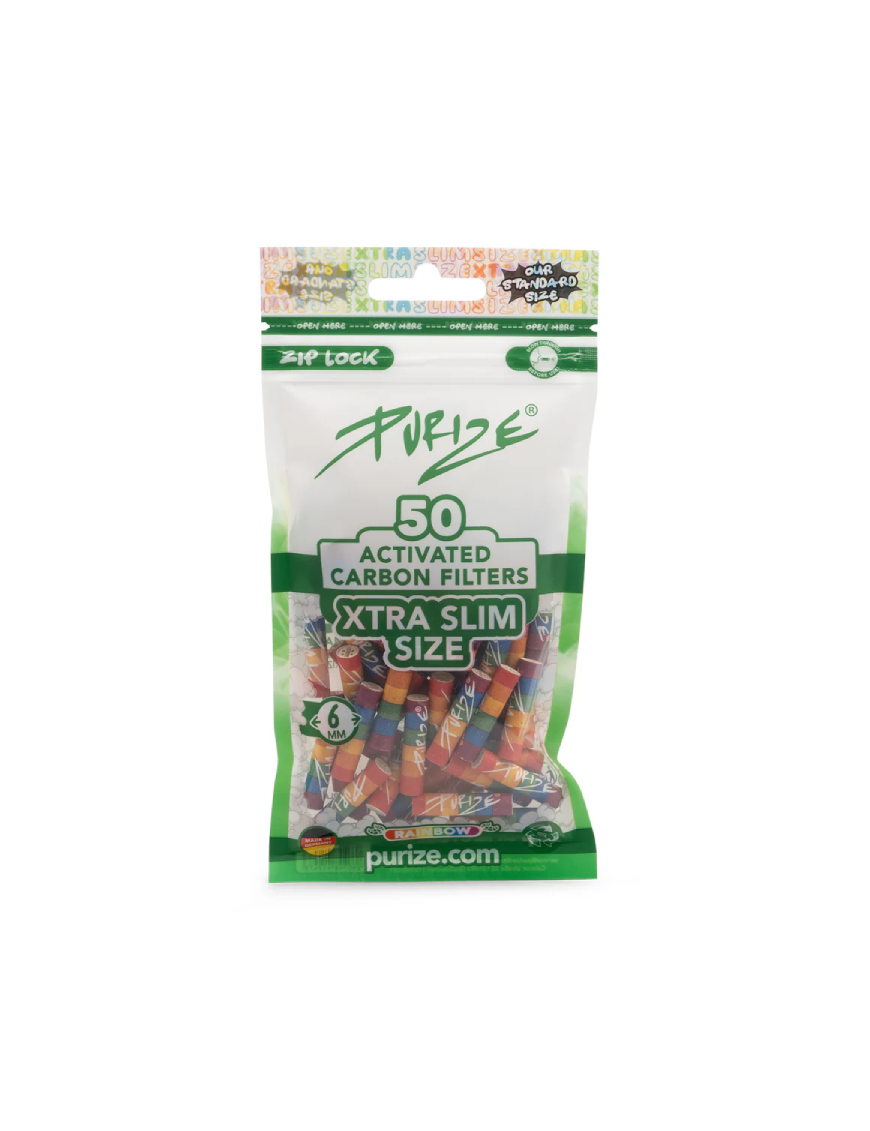 Filtros Purize Carbón Activado Xtra Slim Rainbow 50