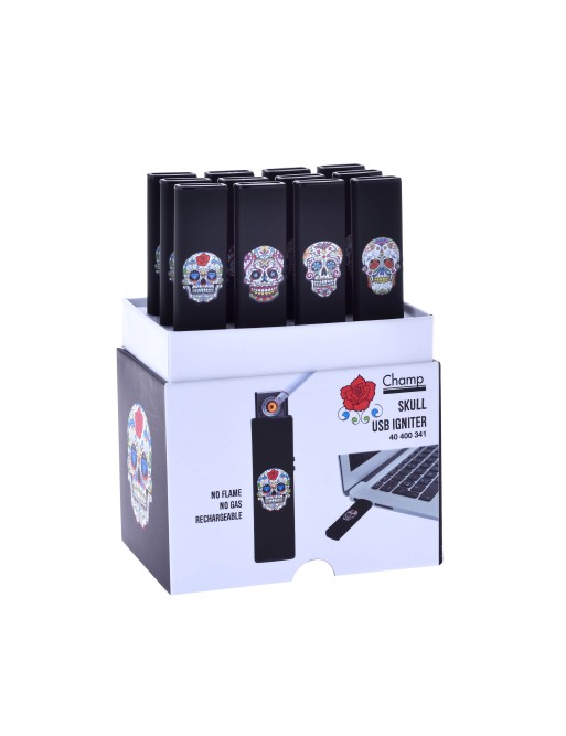Encendedor Champ Mechero Blackskulls USB